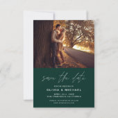 Save the Date Emerald Green Handwriting Wedding (Rückseite)