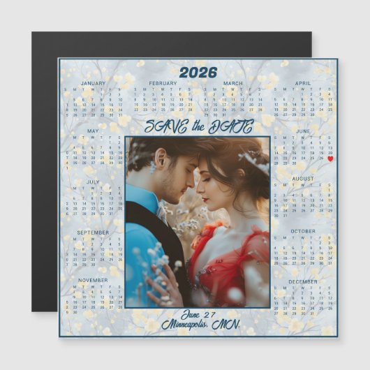 Save the Date Engaged Couple Magnetic Magnetkarte (Vorne/Hinten)
