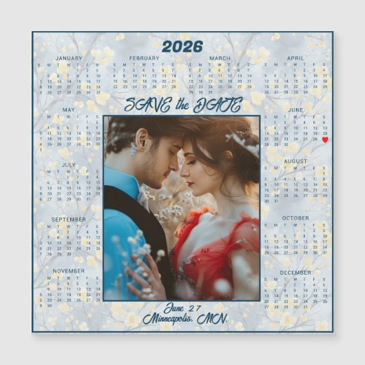 Save the Date Engaged Couple Magnetic  Magnetkarte (Vorderseite)