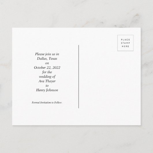 Save the Date *Engaging Type* Postkarte (Rückseite)