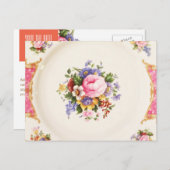 Save the Date Englisch Rose Garden Party Tee Ankündigungspostkarte (Vorne/Hinten)