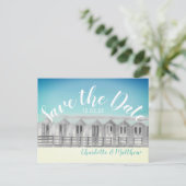 Save the Date englische Ankündigungspostkarte (Stehend Vorderseite)