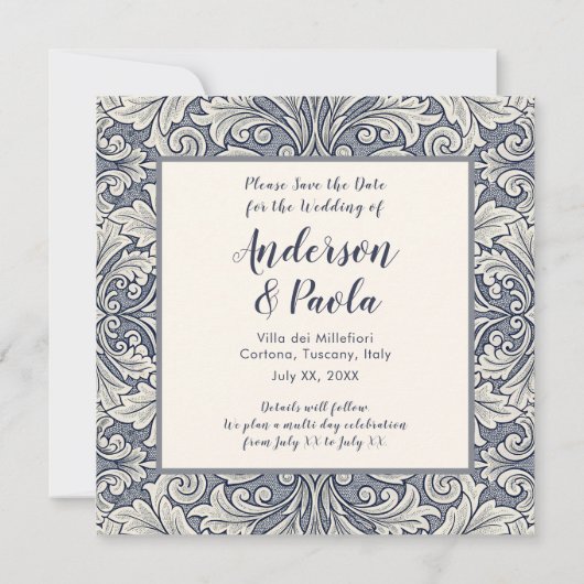 Save the Date Erinnerung Eleganter italienischer S (Rückseite)