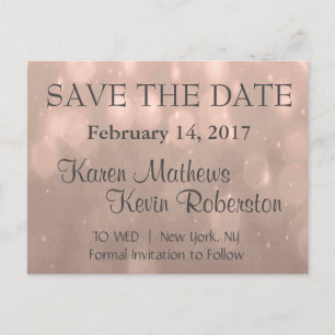 Save the Date erröten Bokeh Ankündigungspostkarte