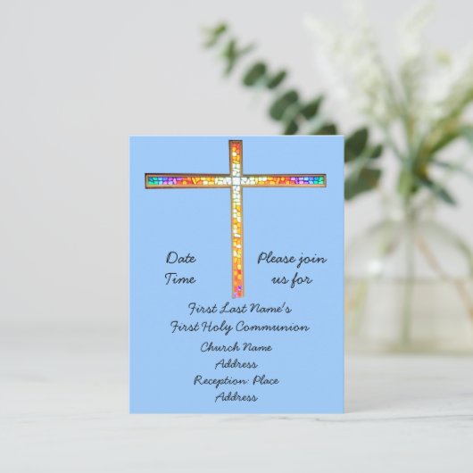 Save the Date - Erste Heilige Kommunion (Junge) -  (Stehend Vorderseite)