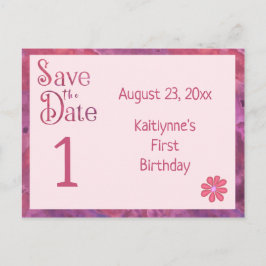Save the Date erster Geburtstag für ein Mädchen Ankündigungspostkarte