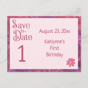 Save the Date erster Geburtstag für ein Mädchen Ankündigungspostkarte