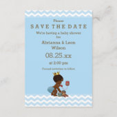 Save the Date Ethnic Prince on Phone Gray Blue (Rückseite)