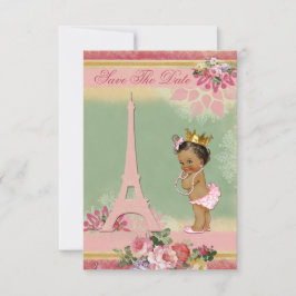 Save the Date Ethnic Princess Paris Baby Dusche