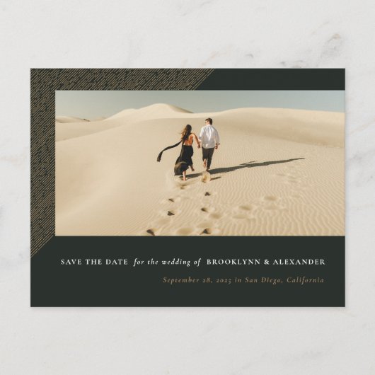 Save the Date Etted Frame Foto Postkarte (Vorderseite)