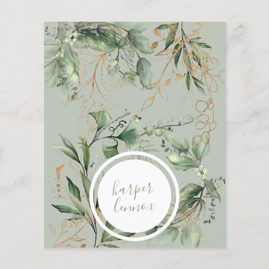 save the date Eucalyptus Gold Boho Modern budget Flyer (Hinten)