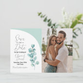Save the Date Eucalyptus Wedding Blätter Foto (Stehend Vorderseite)