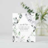Save the Date Eucalyptus White Floral (Stehend Vorderseite)