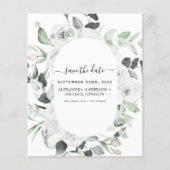 Save the Date Eucalyptus White Floral (Vorderseite)