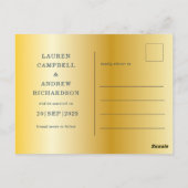 Save the Date Eukalyptus Navy & Gold Wedding Postkarte (Rückseite)