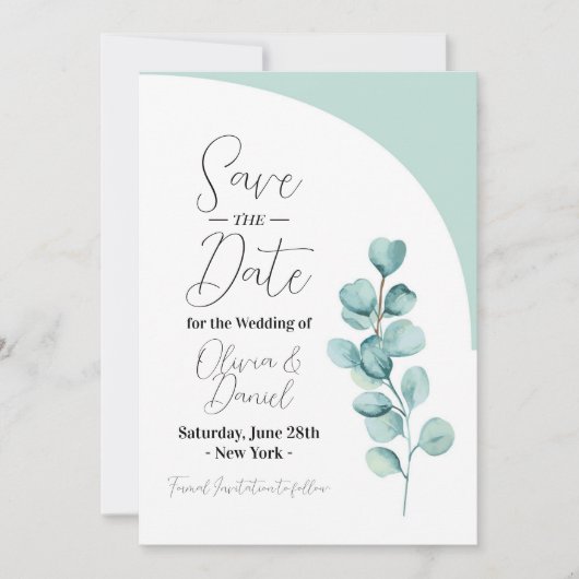 Save the Date Eukalyptus Wedding Blätter Spring (Vorderseite)