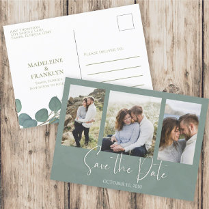 Save the Date Eukalyptus Wedding Greenerenerage Fo Postkarte
