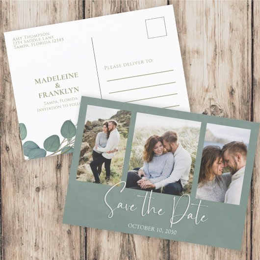 Save the Date Eukalyptus Wedding Greenerenerage Fo Postkarte