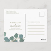 Save the Date Eukalyptus Wedding Greenerenerage Fo Postkarte (Rückseite)