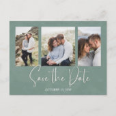 Save the Date Eukalyptus Wedding Greenerenerage Fo Postkarte (Vorderseite)
