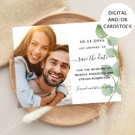 Save the Date Eukalyptusgrün Foto Hochzeit