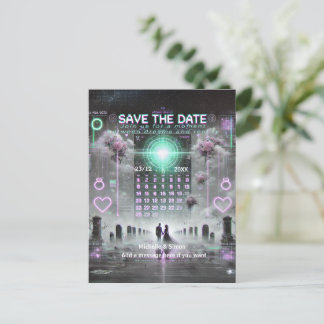💌 "Save the Date: Ewige Glitch Wedding" 💌 Ankündigungspostkarte