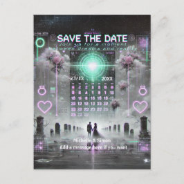 💌 "Save the Date: Ewige Glitch Wedding" 💌 Ankündigungspostkarte