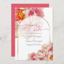 Save The Date | Exotic Coral Rose Peony Einladung