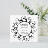 Save the Date extravagante Blüte (schwarz/weiß) (Stehend Vorderseite)