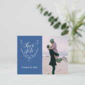 Save the Date Extravaganter Text und Foto Postkarte (Stehend Vorderseite)