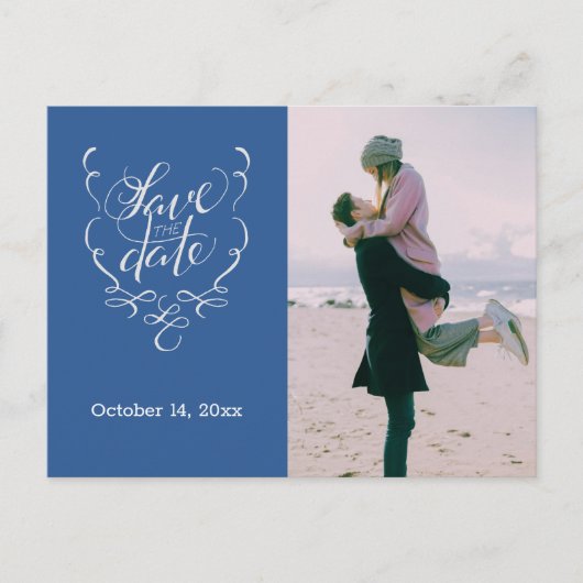 Save the Date Extravaganter Text und Foto Postkarte (Vorderseite)
