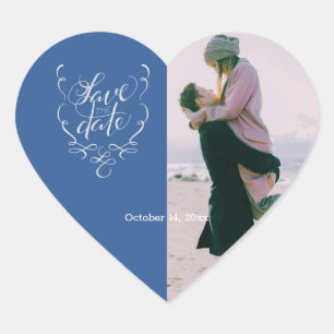 Save the Date Extravaganter Text und Foto Save the Herz-Aufkleber