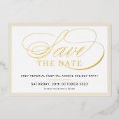 SAVE THE DATE extravagantes Elfenbeingold Folieneinladung (Vorderseite)