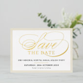 SAVE THE DATE extravagantes Elfenbeingold Folieneinladung (Stehend vorne)