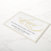 SAVE THE DATE extravagantes Elfenbeingold Folieneinladung (Gedreht)