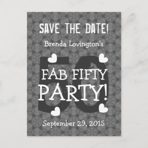 Save the Date FAB 50 Geburtstag V50B SILVER Ankündigungspostkarte