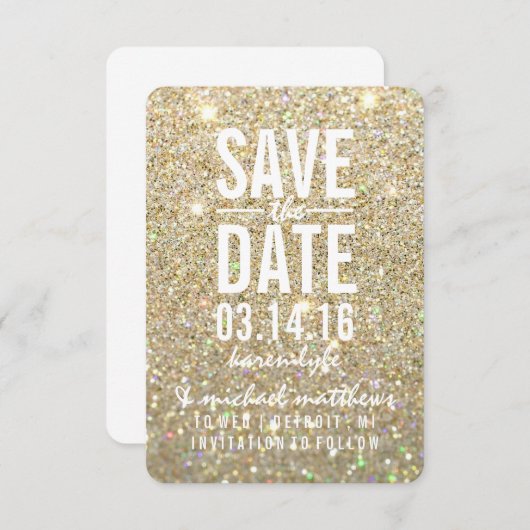 Save The Date | Fab von Gold Glitzer (Vorne/Hinten)