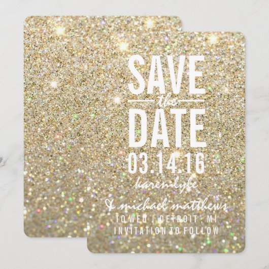 Save The Date | Fab von Gold Glitzer (Vorne/Hinten)