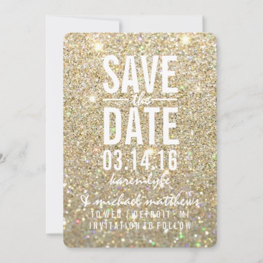 Save The Date | Fab von Gold Glitzer (Vorderseite)