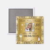 Save the Date Fabulous 30 Foto Gold Glam Geburtsta Magnet (Vorderseite/Rückseite)