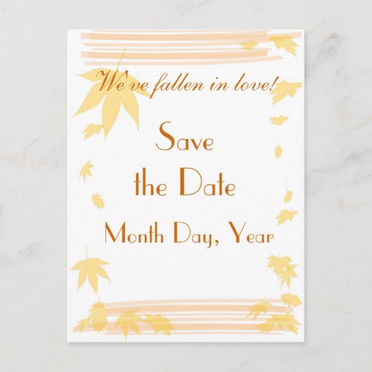 Save the Date fallen Ankündigungspostkarte (Vorderseite)