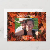 Save the Date fallen Ankündigungspostkarte (Vorne/Hinten)