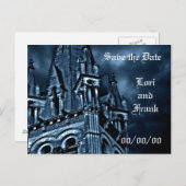 Save the Date Fantasy Blue Burg Postkarte (Vorne/Hinten)