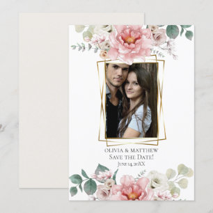 Save The Date   Farbe der Blütenfarbe Rosa Blüte Einladung