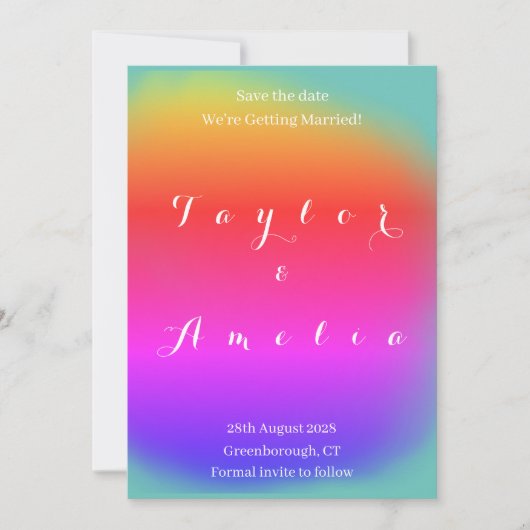 Save the Date farbenfrohe Hochzeit (Vorderseite)