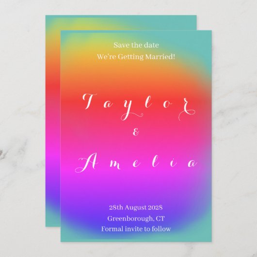 Save the Date farbenfrohe Hochzeit (Vorne/Hinten)