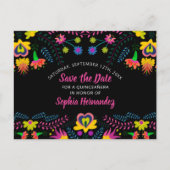 Save the Date farbenfrohe mexikanische Fiesta Flor Ankündigungspostkarte (Vorderseite)