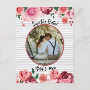 Save the Date Farbige Rose Rosa und Pfirsich Feiertagspostkarte