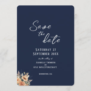 Save the Date flache Karte - Elegantes Blumenblau