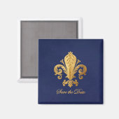 Save the Date Fleur-de-lis Magnet (Vorderseite/Rückseite)